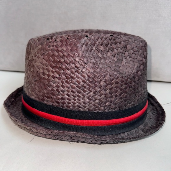 Woven Fedora Hat Black Red Straw Sun Hat Basket Pana… - Picture 3 of 7